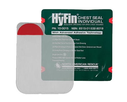 Прозрачный клейкий пластырь (6х6 дюймов) HyFin Chest Seal North American Rescue