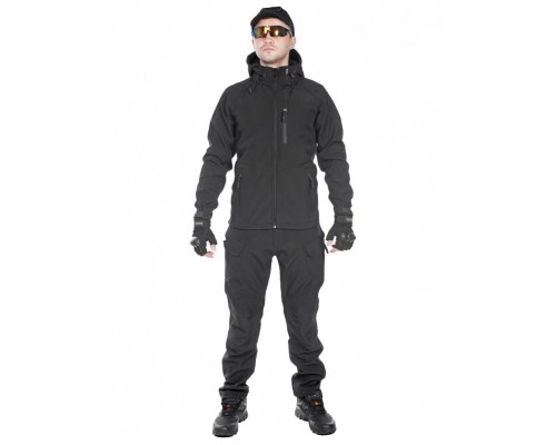 Тактический костюм мужской софтшелл (Softshell) GONGTEX ASSAULT, до -10С, цвет Черный (Black)