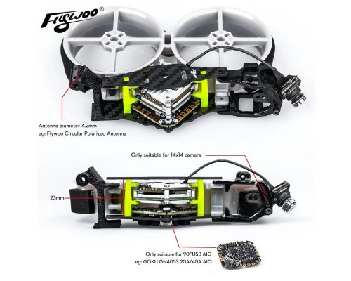 Рама квадрокоптера CineRace20 V1.2 Neon Led (Серый) (Flywoo)