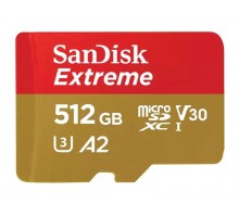 Карта памяти 512Gb SanDisk Extreme microSDXC Class 10 UHS-I U3 V30