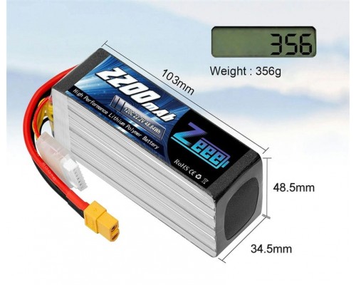 Аккумулятор Zeee 2200мАч 6S 120C LiPo (XT60)